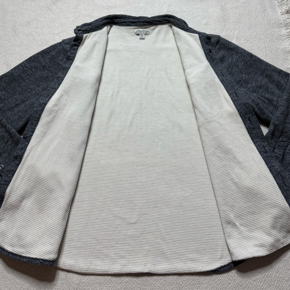JCREW Men’s Grey Waffle Lined Harbor Button Up Shirt Shacket XL - Picture 7 of 9